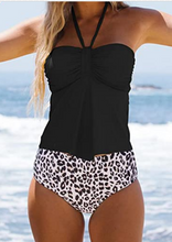Load image into Gallery viewer, Halter Neck Leopard Print Tankini Sets Swimsuit
