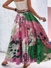 Load image into Gallery viewer, Multicolor Print Bright Clolor Clash Elastic High Waist  Pleated A Line Maxi Skirt
