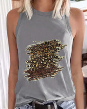 Load image into Gallery viewer, Round Neck Leopard Print Daily Loosen Tanks
