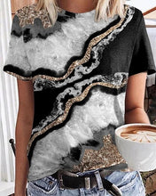 Load image into Gallery viewer, Black Tie Dye Round Neck Short Sleeve T-shirts
