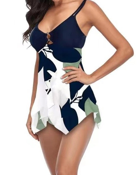 Women's Printed V-neck Sexy Elegant One-piece Swimsuits