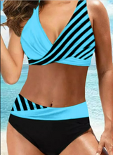Load image into Gallery viewer, Polyester Stripe Bikinis Swimwear

