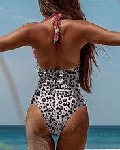 Load image into Gallery viewer, Women High Quality Leopard Floral Printed Sexy One-Piece Swimsuits
