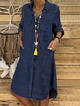Load image into Gallery viewer, Women&#39;s Shift Dress Short Mini Dress Black Navy Blue Light Blue Long Sleeve Pure Color Pocket Button Spring Summer Shirt
