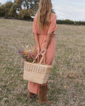 Load image into Gallery viewer, Women&#39;s Elegant V Neck Split Thigh Orange Pink Solid Dress
