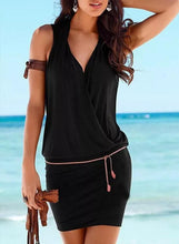 Load image into Gallery viewer, Solid Strap V-Neck Swimdresses Swimsuits
