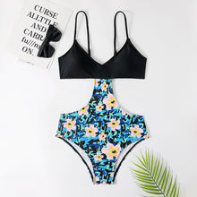 Load image into Gallery viewer, Sexy One Piece Print Swimwear Women Hollow Out Swimsuit
