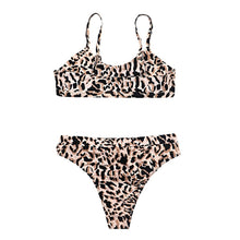 Load image into Gallery viewer, Polyester Halter Leopard Bikinis Swimwear
