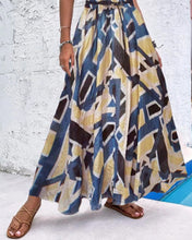 Load image into Gallery viewer, Square Pattern Elastic High Waist Multicolor Pleated A Line Maxi Skirt

