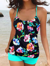 Load image into Gallery viewer, Cross Strap Flower Print Tankini Set
