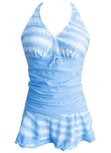 Load image into Gallery viewer, Blue Padded Swimdress Tankini Sets
