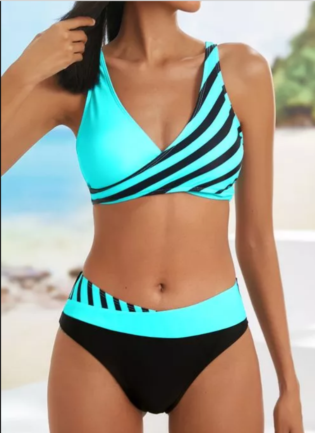 Color Block Knotted Tankinis Swimwear