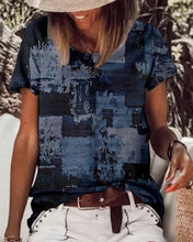 Load image into Gallery viewer, Blue Print Round Neck T-shirts
