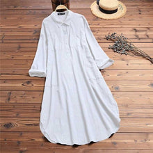 Load image into Gallery viewer, Women Kaftan Solid Color Loose Skirt Fashion Casual Long Sleeve Baggy Button Up Shirt Dress Oversized
