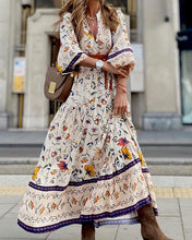Load image into Gallery viewer, Women Bohemian printed V-Neck Half Sleeve Dress
