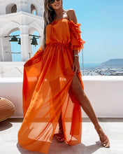 Load image into Gallery viewer, Women&#39;s Orange Boat-neck Half Sleeve Maxi Dress
