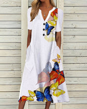 Load image into Gallery viewer, Women&#39;s Sleeveless V-Neck Butterfly Printed Dresses

