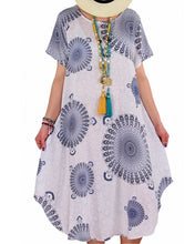 Load image into Gallery viewer, Women&#39;s Boho Printed Round Neck Short Sleeve Flared Loose Midi Dress
