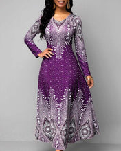 Load image into Gallery viewer, Women&#39;s Printed Round Neck Long Sleeve A-Line Elegant Maxi Dress
