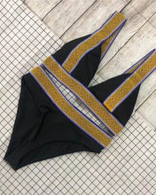 Load image into Gallery viewer, Women&#39;s Summer Swimsuit Plate Belt Hot Gold High Stretch Sexy Split Body Black Bikini Bathing Suit
