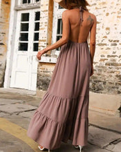 Load image into Gallery viewer, Halter Backless Sleeveless Flared Dress

