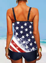 Load image into Gallery viewer, Flag Star Splice color Strap U-Neck Classic Plus Size Tankinis Swimsuits
