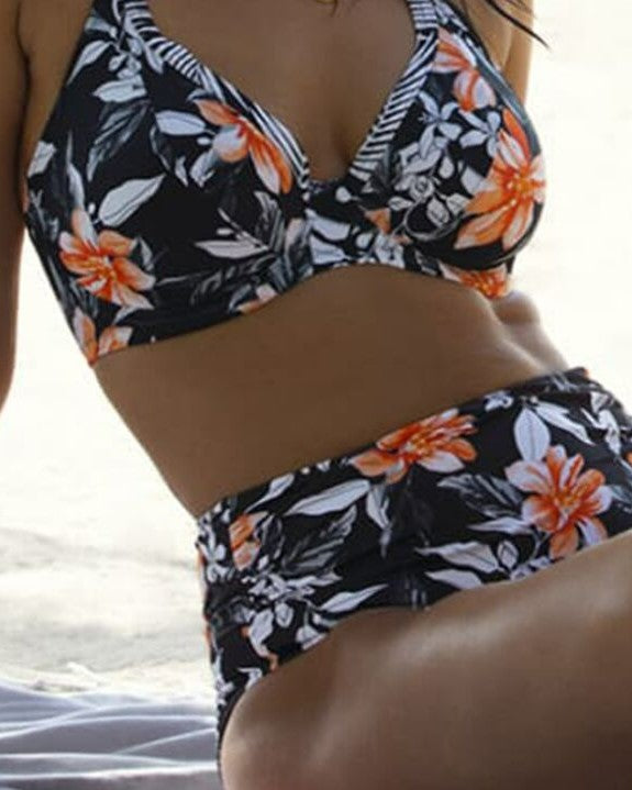 Swimsuit Split Sexy Print Pattern Bikini European and American Beach Triangle Swimsuit