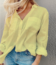 Load image into Gallery viewer, Women&#39;s  Spring Summer Solid Color Long Sleeve V Neck Blouse
