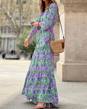 Load image into Gallery viewer, Women&#39;s Elegant Floral Print V-neck Maxi Dress
