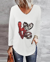 Load image into Gallery viewer, Women&#39;s  Spring Summer Color Love Heart Long Sleeve V Neck Blouse
