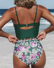 Load image into Gallery viewer, Women&#39;s Bikinis Color Block Floral Sleeveless  Vacation Sexy Bikini
