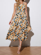 Load image into Gallery viewer, Women&#39;s Swing Dress Midi Dress Yellow Sleeveless Floral Print Spring Summer Square Neck Casual
