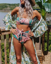 Load image into Gallery viewer, High Waist Swimsuit Sexy Bikini set Lady Push Up Bandeau Top
