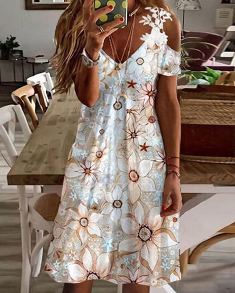 Women's Casual Floral Printed Lace Dresses