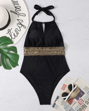 Load image into Gallery viewer, Cross-border Solid Color Plate With Hanging Neck Hollow One-piece Swimsuit
