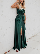 Load image into Gallery viewer, Women&#39;s Swing Dress Maxi long Dress Green Pink Yellow Sleeveless Pure Color Split Lace Up
