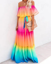 Load image into Gallery viewer, Off Shoulder Ombre Ruffles Maxi Dress
