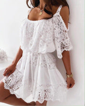 Load image into Gallery viewer, Cold Shoulder Floral Lace Casual Dress
