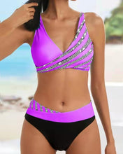 Load image into Gallery viewer, Polyester Color Block Bikinis Swimwear
