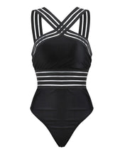 Load image into Gallery viewer, Women’s See-Through Striped Corset One-Piece Swimsuits
