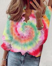 Load image into Gallery viewer, Tie Dye V-neck Long Sleeve Blouese
