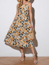 Load image into Gallery viewer, Women&#39;s Swing Dress Midi Dress Yellow Sleeveless Floral Print Spring Summer Square Neck Casual
