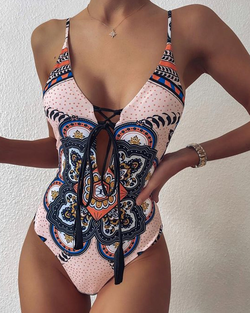 WOMEN'S FLORAL PADDED ONE PIECE SWIMSUITS