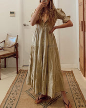 Load image into Gallery viewer, Women&#39;s Khaki V-neck Half Sleeve Dress
