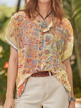 Load image into Gallery viewer, Cotton Vacation Stand Collar Floral Blouse
