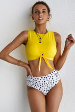 Load image into Gallery viewer, Yellow Tie Knot High Waisted Swimsuit
