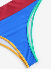 Load image into Gallery viewer, High Waisted Rainbow Colorblock High Leg Tankini Swimwear
