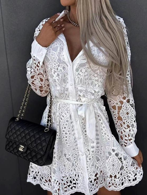 A Line Summer Dress Short in White