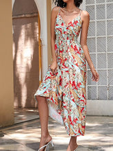 Load image into Gallery viewer, A Line Empire Print Summer Dress Calf Length With Flower Pattern Colorful
