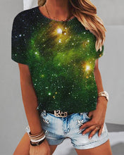 Load image into Gallery viewer, Short Sleeve Star Pattern Round Neck Loosen Daily T-shirts
